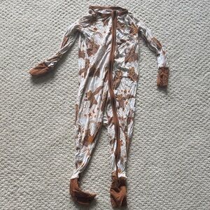 Little Sleepies Brown and Cream Animal Print Footie